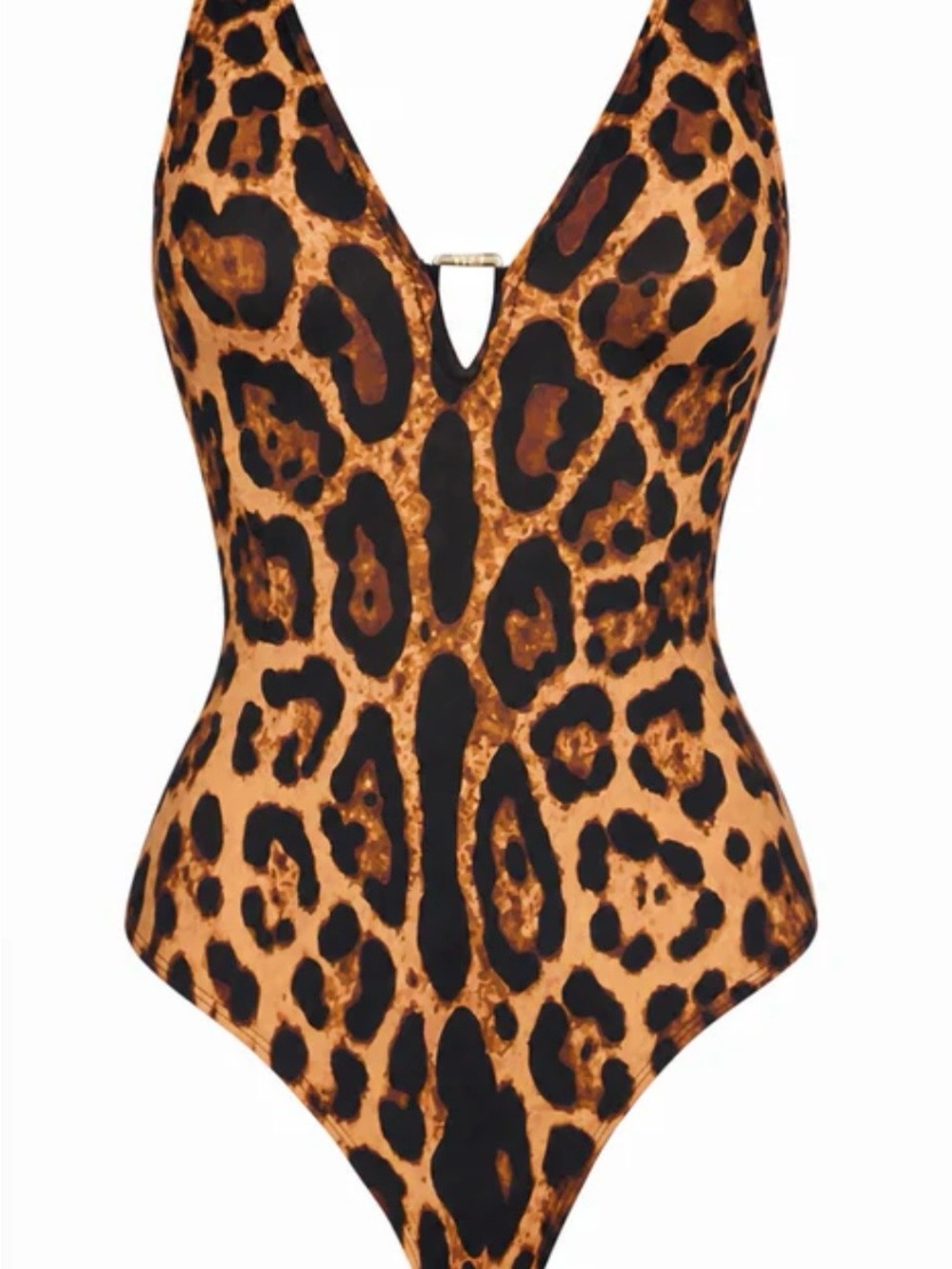 NWTs TA3 PLUNGY CONTOUR SYMMETRIC LEOPARD/BLACK ONE PIECE SWIMSUIT - XS REG/LONG